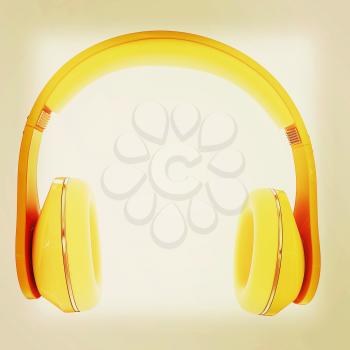 headphones on a white background. 3D illustration. Vintage style.