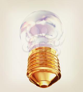 Energy saving light bulb isolated on white. 3D illustration. Vintage style.