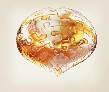 Puzzle abstract sphere on a white background. 3D illustration. Vintage style.