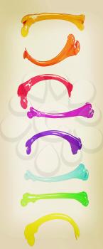 Set of colorful bone on a white background. 3D illustration. Vintage style.