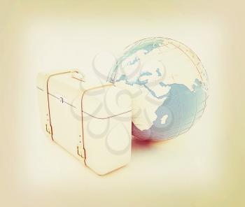suitcase for travel on a white background. 3D illustration. Vintage style.