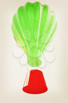 Hot Air Balloons with Gondola. Colorful Illustration isolated on white Background . 3D illustration. Vintage style.