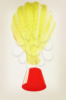 Hot Air Balloons with Gondola. Colorful Illustration isolated on white Background . 3D illustration. Vintage style.