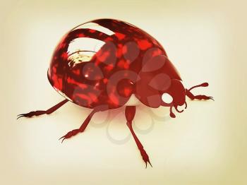 Ladybird on a white background. 3D illustration. Vintage style.
