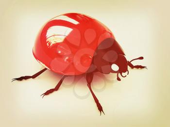 Ladybird on a white background. 3D illustration. Vintage style.