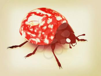 Ladybird on a white background. 3D illustration. Vintage style.