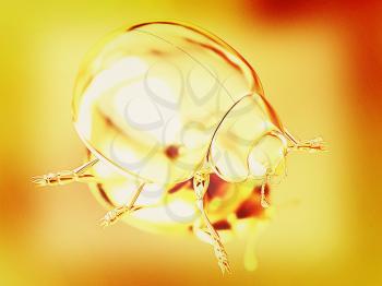 golden beetle on a gold background. 3D illustration. Vintage style.