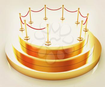 Gold podium 3d on a white background. 3D illustration. Vintage style.