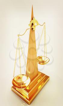 Gold scales on a white background. 3D illustration. Vintage style.