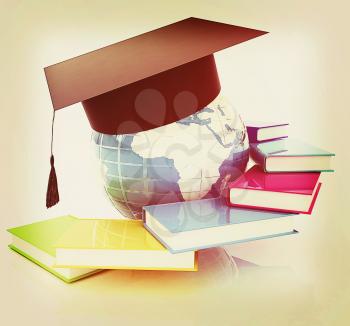 Global Education. 3D illustration. Vintage style.