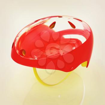 Bicycle helmet on a white background. 3D illustration. Vintage style.