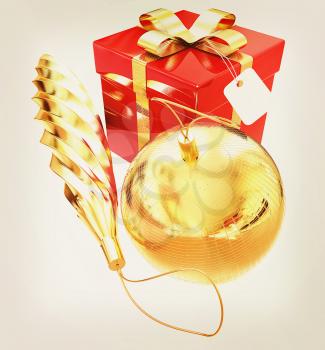 Bright christmas gifts on a white background. 3D illustration. Vintage style.