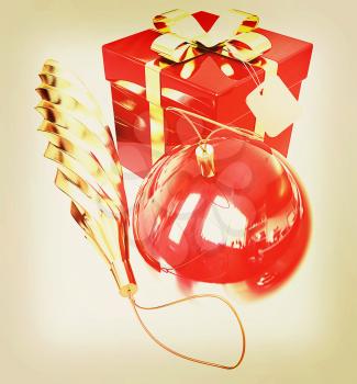 Bright christmas gifts on a white background. 3D illustration. Vintage style.