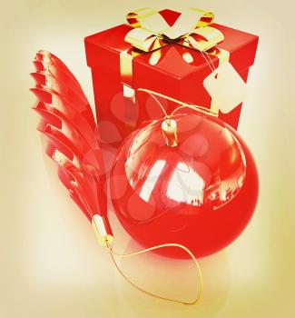 Bright christmas gifts on a white background. 3D illustration. Vintage style.