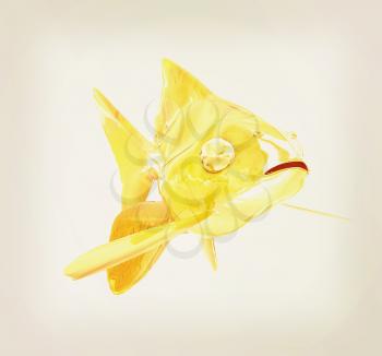 Gold fish. Isolation on a white background. 3D illustration. Vintage style.