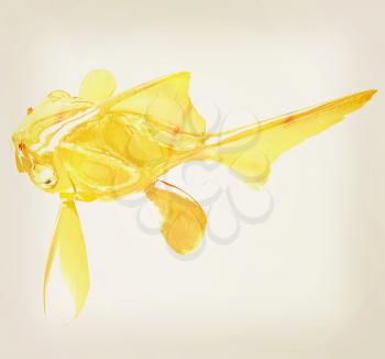 Gold fish. Isolation on a white background. 3D illustration. Vintage style.