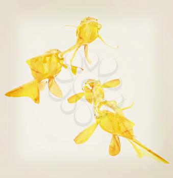 Gold fishes. Isolation on a white background. 3D illustration. Vintage style.