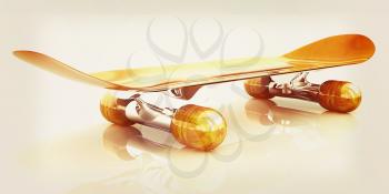 Skateboard on a white background. 3D illustration. Vintage style.