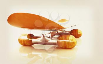 Skateboard on a white background. 3D illustration. Vintage style.