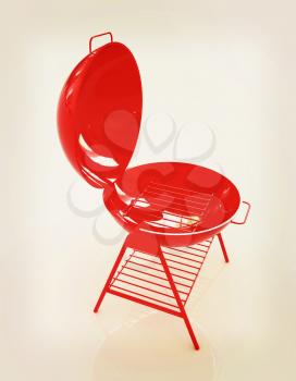 Oven barbecue grill on a white background. 3D illustration. Vintage style.