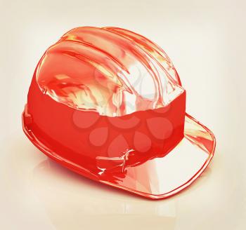 Hard hat on a white background. 3D illustration. Vintage style.