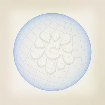 Sphere isolated on white. Illustration for your design. . 3D illustration. Vintage style.