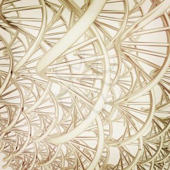 DNA structure model background. 3D illustration. Vintage style.