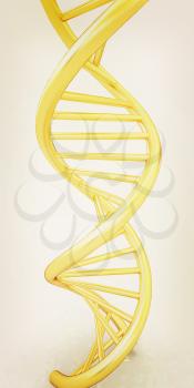 DNA structure model on white . 3D illustration. Vintage style.