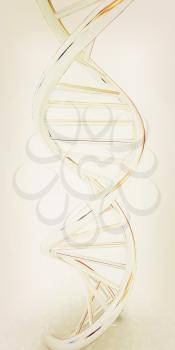 DNA structure model on white . 3D illustration. Vintage style.