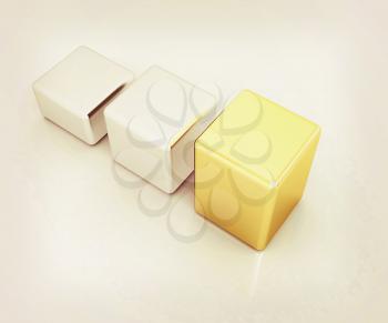 Blocks on a white background. 3D illustration. Vintage style.