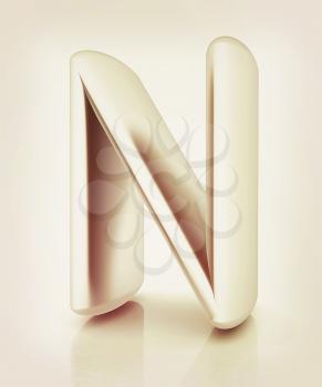 3D metall letter N isolated on white . 3D illustration. Vintage style.