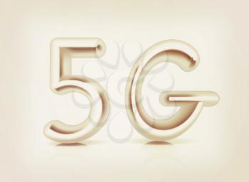 5g modern internet network. 3d text . 3D illustration. Vintage style.