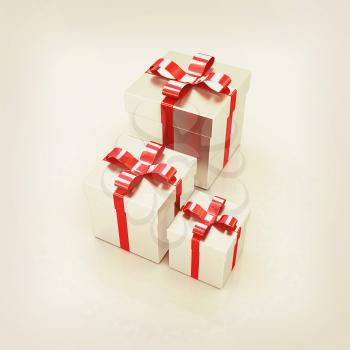 gift boxes. 3D illustration. Vintage style.