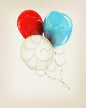 Color glossy balloons isolated on white . 3D illustration. Vintage style.