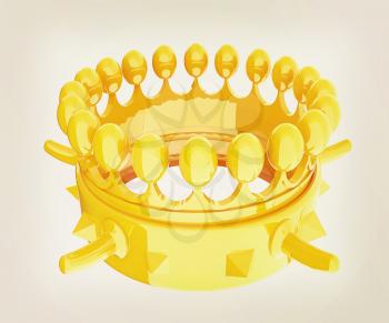 Crown for a Royal King Cartoon. 3D illustration. Vintage style.