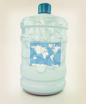 ocean bottle . 3D illustration. Vintage style.