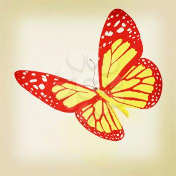 beauty butterfly. 3D illustration. Vintage style.