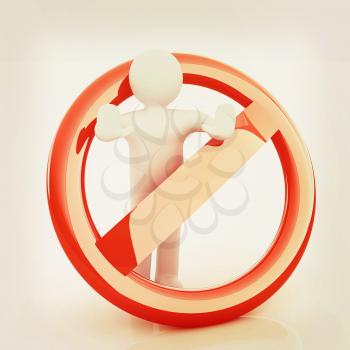 3d person and stop sign . 3D illustration. Vintage style.