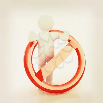 3d person and stop sign . 3D illustration. Vintage style.