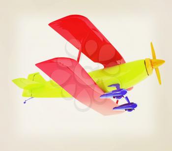 retro airplane isolated on white background . 3D illustration. Vintage style.