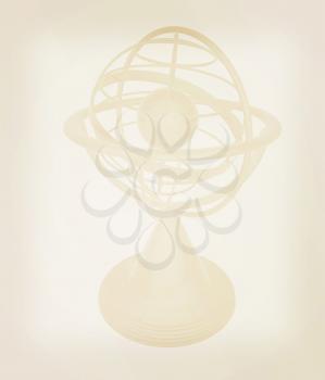 Terrestrial globe model . 3D illustration. Vintage style.