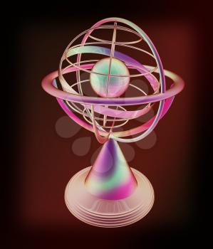 Terrestrial globe model . 3D illustration. Vintage style.