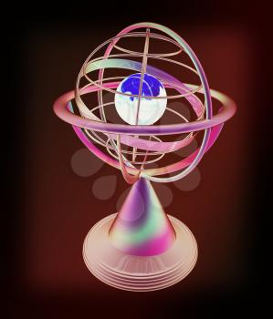 Terrestrial globe model . 3D illustration. Vintage style.