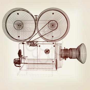 Old camera. 3d render. 3D illustration. Vintage style.