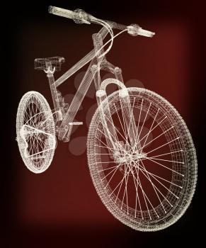 bicycle as a 3d wire frame object isolated. 3D illustration. Vintage style.