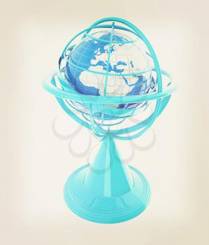 Terrestrial globe model . 3D illustration. Vintage style.