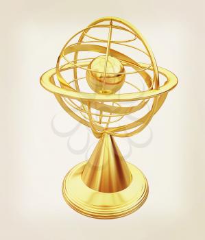 Terrestrial globe model . 3D illustration. Vintage style.