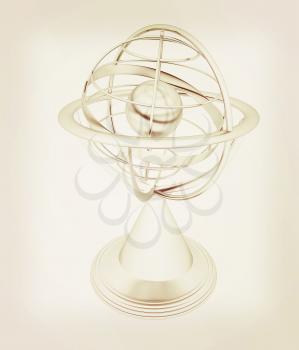 Terrestrial globe model . 3D illustration. Vintage style.