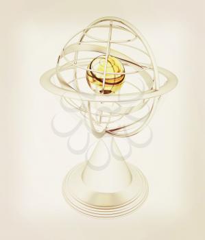 Terrestrial globe model . 3D illustration. Vintage style.