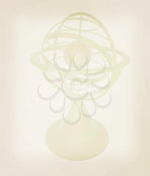 Terrestrial globe model . 3D illustration. Vintage style.